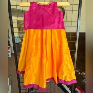 Vibrant Pink and Orange Sleeveless Dress
